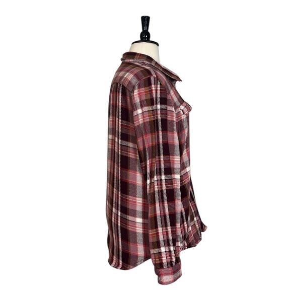 LL Bean Shacket Shirt Button Down Flannel Pink Plaid Top Women’s Size XL - Picture 3 of 10